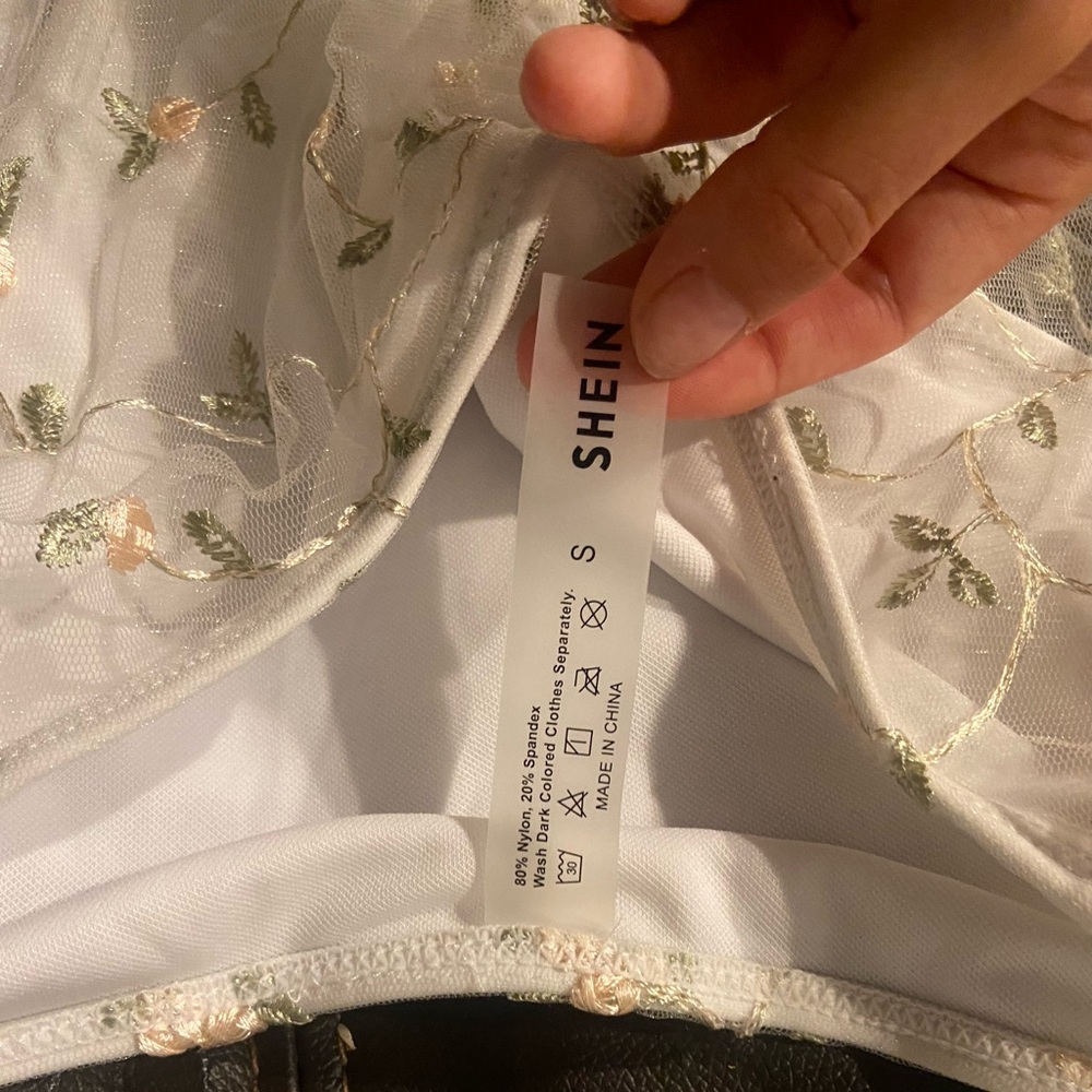 White floral mesh highwaisted bathing suit set